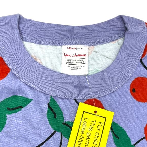 Hanna Andersson Organic Cotton Pajama Set | Purple Cherry Print. Size 10. NWT - Picture 2 of 5